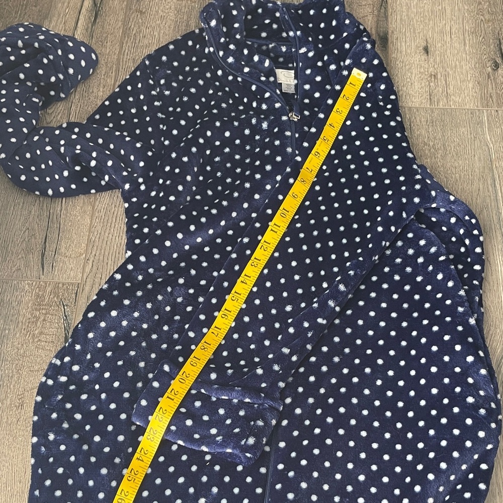 Oscar de la Renta Navy Polka Dot Robe - Picture 6 of 6